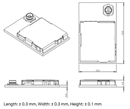 Mechanical Drawing - u-blox BMD-341 BLE Module